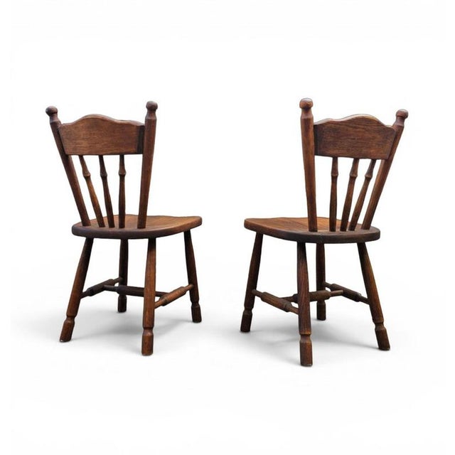Victorian Oak Children's Stick Back Chairs, 1960s, Set of 2 For Sale - Image 4 of 15