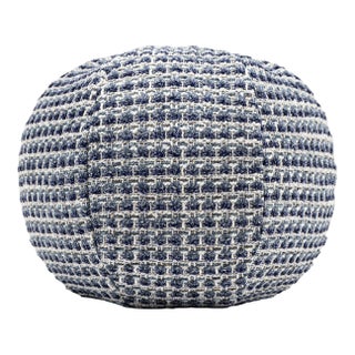 The House Of Scalamandré Heatherton Circle Pillow In Navy For Sale