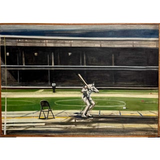 Sidney Goodman, Large American Modernist Oil Painting Baseball Game the Tryout Sidney Goodman, 1965 For Sale