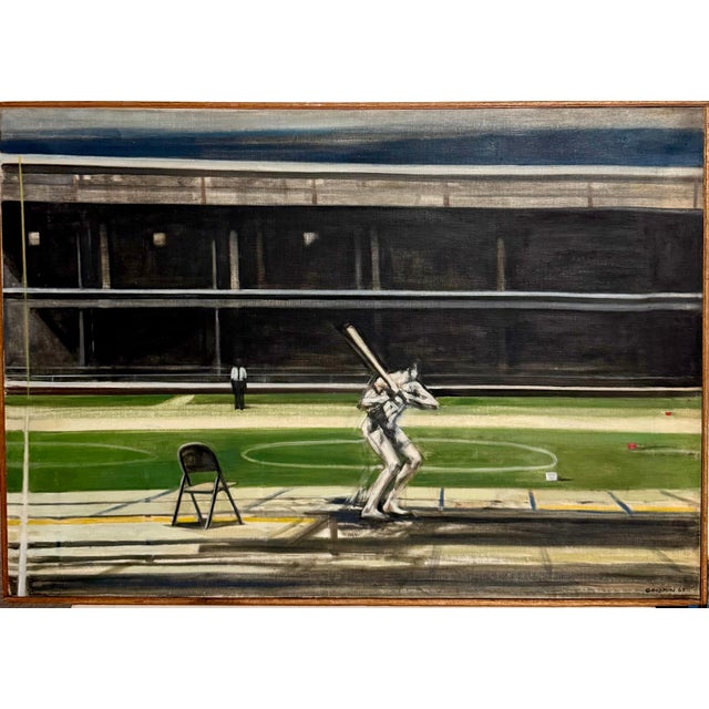 Sidney Goodman, Large American Modernist Oil Painting Baseball Game the Tryout Sidney Goodman, 1965 For Sale