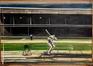 Sidney Goodman, Large American Modernist Oil Painting Baseball Game the Tryout Sidney Goodman, 1965
