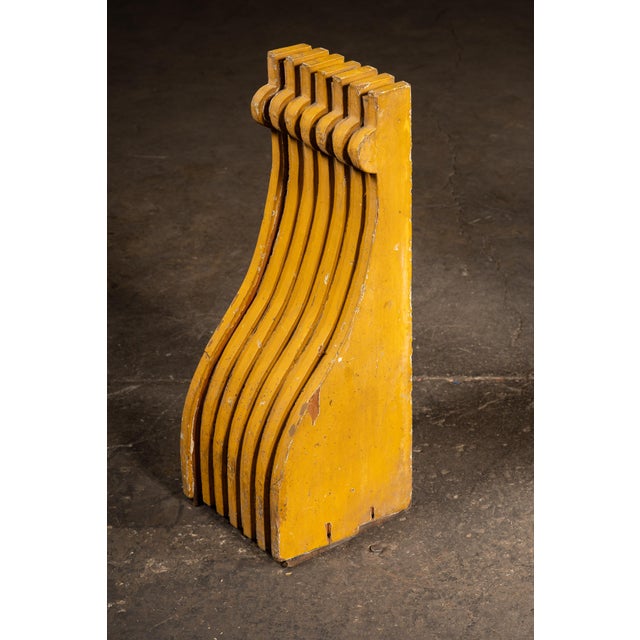 Set of Two C. 1910 Craftsman Wooden Corbels in Mustard Yellow For Sale In Chicago - Image 6 of 8