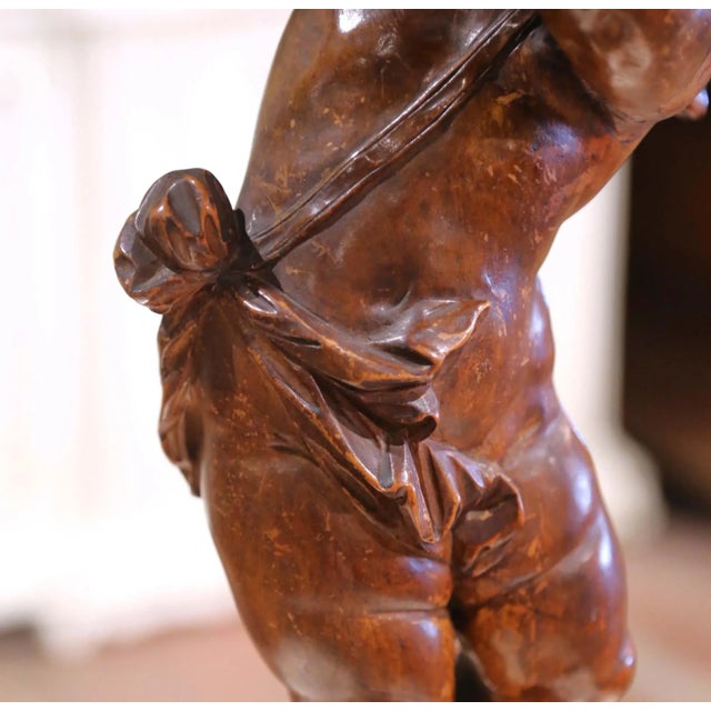 Brown Mid-19th Century Italian Carved Walnut Cherub Compote or Tazza For Sale - Image 8 of 11