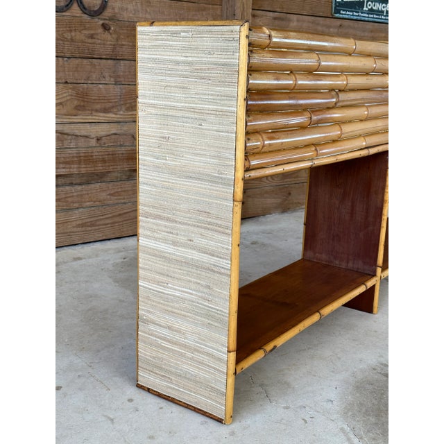 True old Florida split bamboo planter with new Grasscloth sides and wood frame handmade by Cartmell Mfg Co in St...