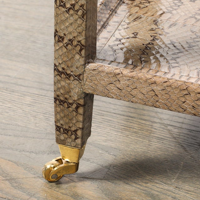 Mid-Century Modernist Python Side Table With Brass Castors by Karl Springer For Sale - Image 15 of 16