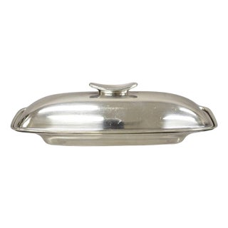 Vintage Gorham Yc 775 Silver Plated Modern Butter Dish W/ Glass Liner For Sale