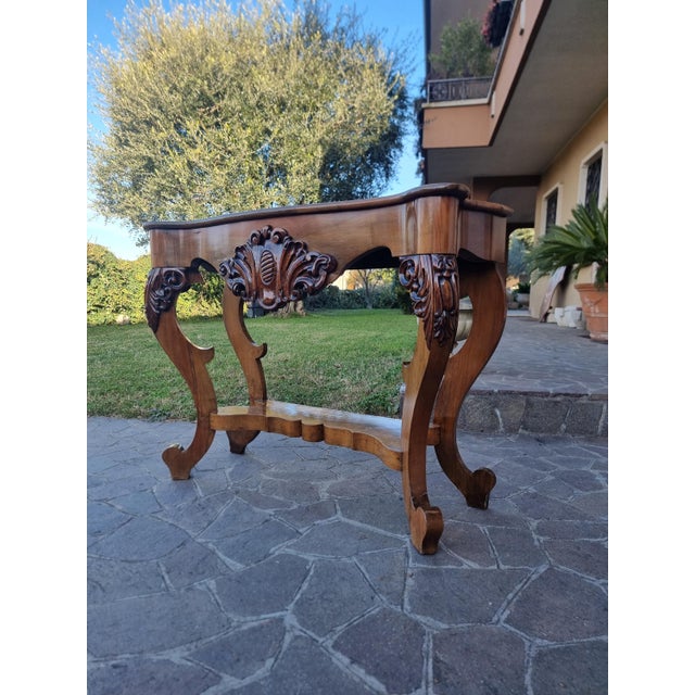 Tuscan Charles X Walnut Console Table, 1850s For Sale - Image 6 of 9