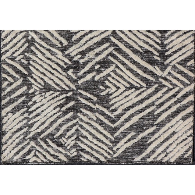 2020s Small Area Rug With Contemporary Stripes Pattern on Dark Gray Background For Sale - Image 5 of 10