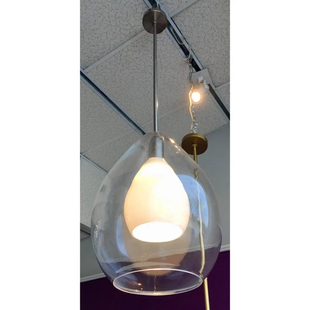 2020s Contemporary Arteriors Brushed Nickel and Glass Nala Pendant For Sale - Image 5 of 6