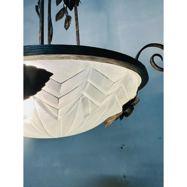 Black Art Deco French Ceiling Lamp For Sale - Image 8 of 9