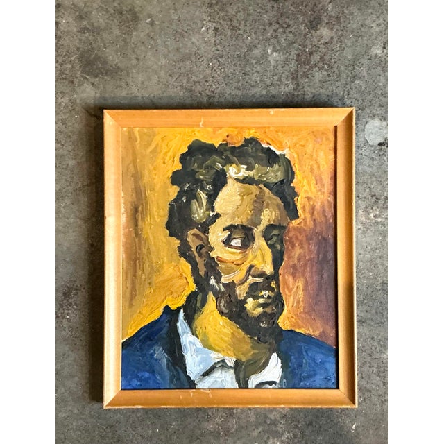 Vintage Original Oil Portrait on Canvas For Sale - Image 11 of 12