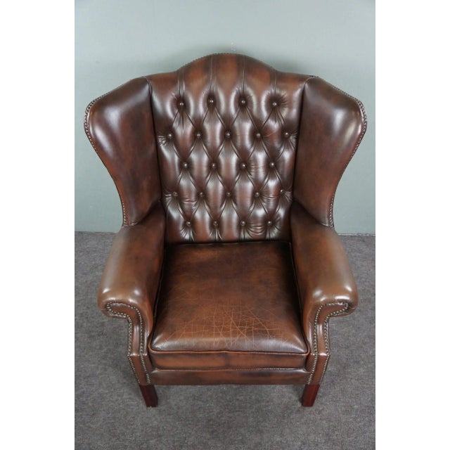 Vintage Brown Leather Armchair For Sale - Image 7 of 10