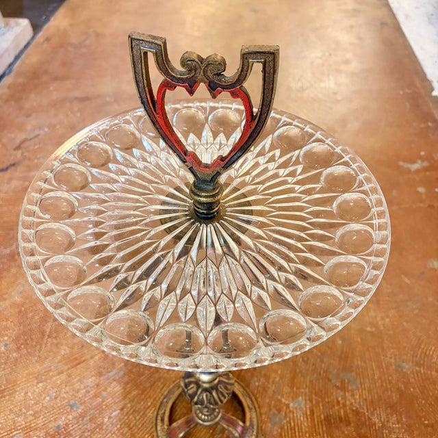Metal Mid 20th Century Hollywood Regency Pedestal Accent Table With Art Deco Influence For Sale - Image 7 of 12