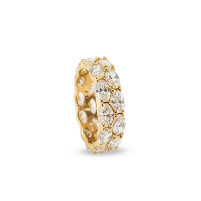 18k Yellow Gold 4.84ct Oval Lab Diamond North South Double Eternity Band Ring, Size 6.5 For Sale - Image 4 of 8