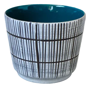 Vintage Striped Ceramic Flower Pot