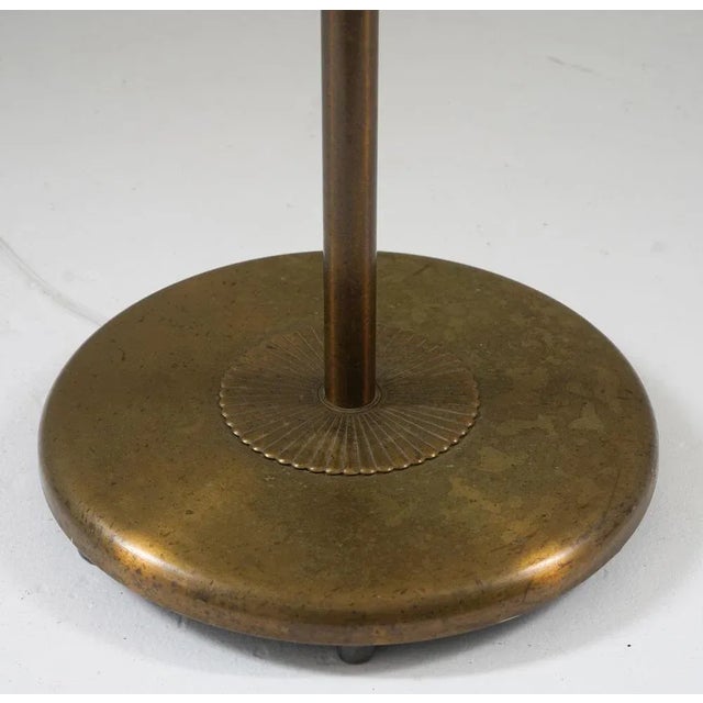 Metal Swedish Brass and Teak Floor Lamp attributed to Böhlmarks, 1940s For Sale - Image 7 of 9