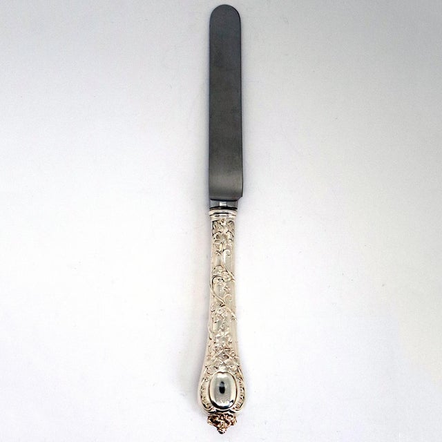 French Odiot Demidoff .950 Sterling Silver and Stainless Steel Salad Knife For Sale - Image 4 of 8