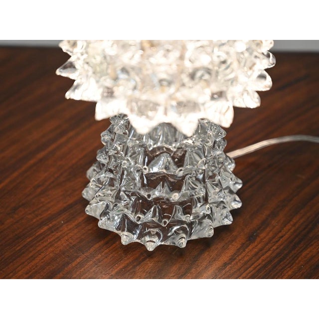 Rostrato Murano Glass and Brass Table Lamp from Barovier, Italy 1940s For Sale - Image 4 of 12