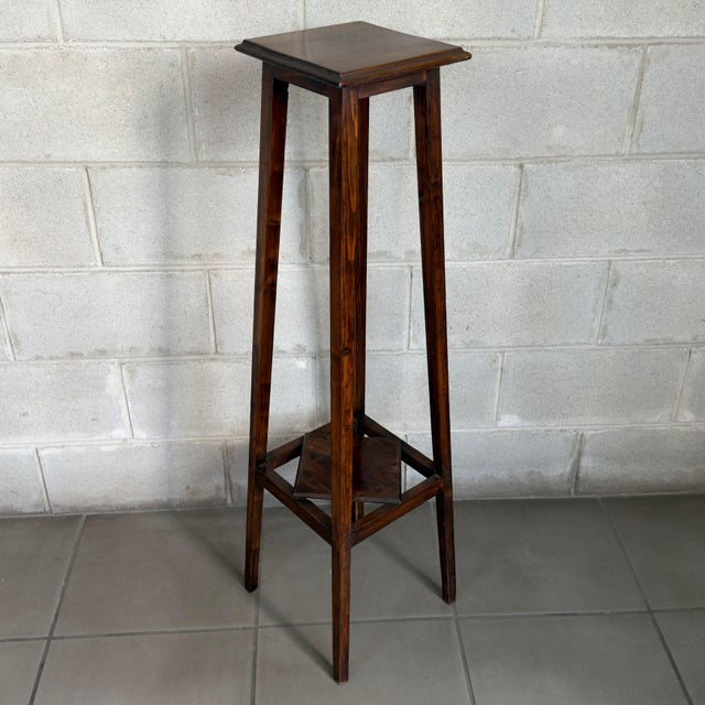 Wood 2-Tier Pedestal Column Plant Stand, 1960s For Sale - Image 11 of 11