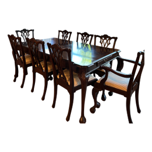 1970s Lexington Mahogany Dining Set – 9 Pieces (Table + 8 Chairs)