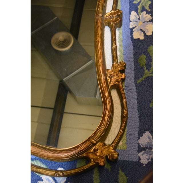Gold Vintage Large Ornate Wavy Scrolled Edge Gold Wall / Mantel Mirror For Sale - Image 8 of 15