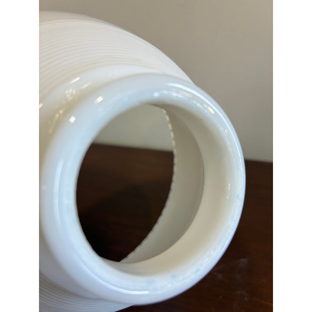 Glass Vintage White Milk Glass Ribbed Cone Lamp Shade For Sale - Image 7 of 8
