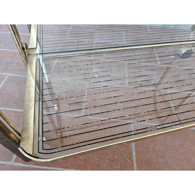 Trolley in Brass and Glass with Two Shelves, 1970s For Sale - Image 11 of 14