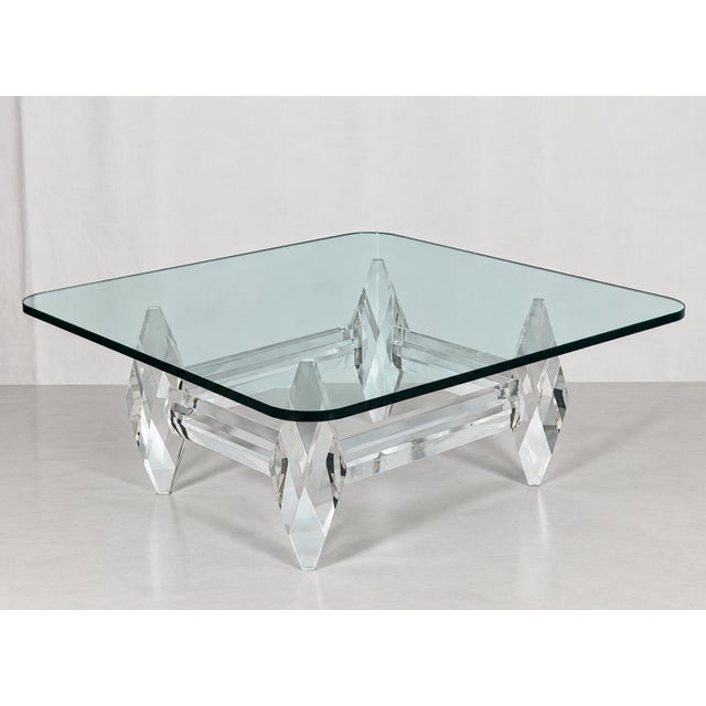 Amparo Calderon Tapia “Diamante” Sculptural Lucite & Glass Coffee Table For Sale - Image 11 of 18