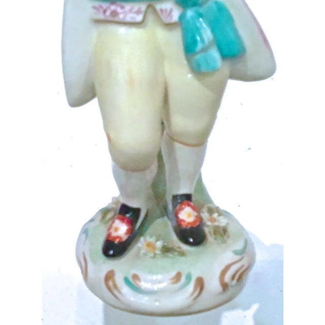 1900 - 1909 Antique Italian Hand-Painted Flutist Figurine For Sale - Image 5 of 6