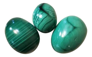 Mid 20th Century Malachite Egg Shaped Stones - Set of 3