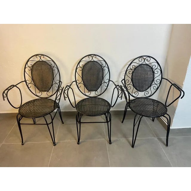 Black Wrought Iron Pedestal Table, 1960s For Sale - Image 7 of 9