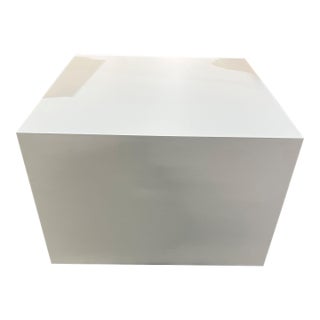 White Square Lacquer Pedestal For Sale