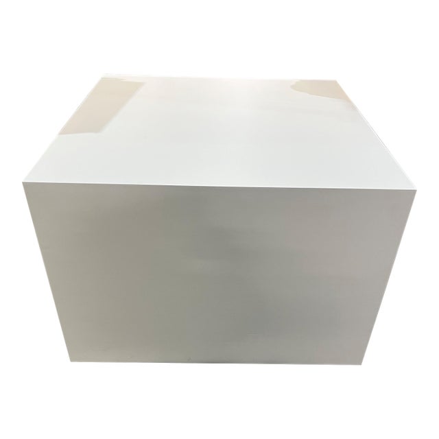 White Square Lacquer Pedestal For Sale