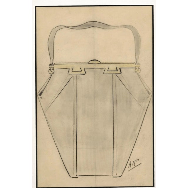1930s 1930s Art Deco French Pocketbook Fashion Design Drawing For Sale - Image 5 of 5