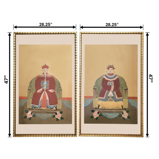 Mid-Century Modern Paintings Chinese Ancestral Portraits Extra Large Pair For Sale - Image 3 of 18