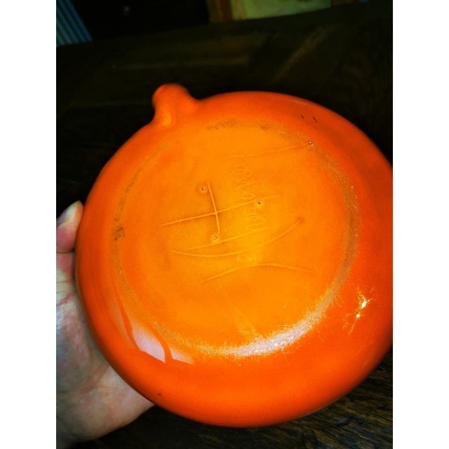 Large Free-Form Ceramic with Orange Glaze by Jean Chatoney For Sale - Image 9 of 11