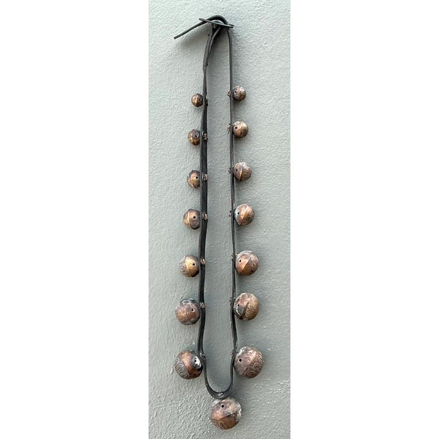 Early 20th Century Vintage Brass Sleigh Bells on Leather Strap For Sale - Image 5 of 12