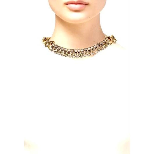 Metal 1990s Judith Leiber Collar Collier Necklace Choker Crystal Dimante Strass Vintage 24k Gold Plated For Sale - Image 7 of 10