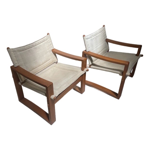 Pair of Vintage Borje Jensen Safari Chairs by Bernstorffsminde Møbelfabrik of Denmark For Sale