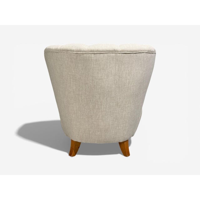 Carl-Johan Boman, Easy Chairs, Beige Linen, Wood, Finland, 1950s For Sale - Image 12 of 12