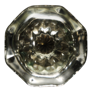 Pair of Octagon Glass Knobs With Floral Center