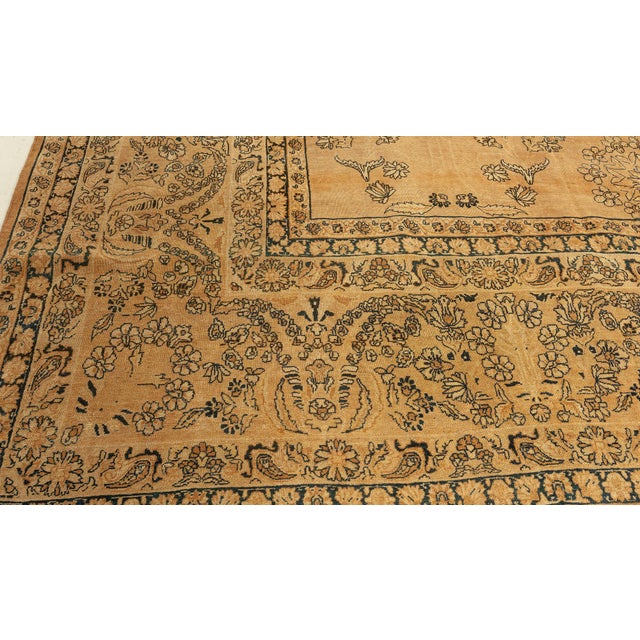 Persian Vintage Persian Kirman Camel Handwoven Wool Rug For Sale - Image 3 of 9