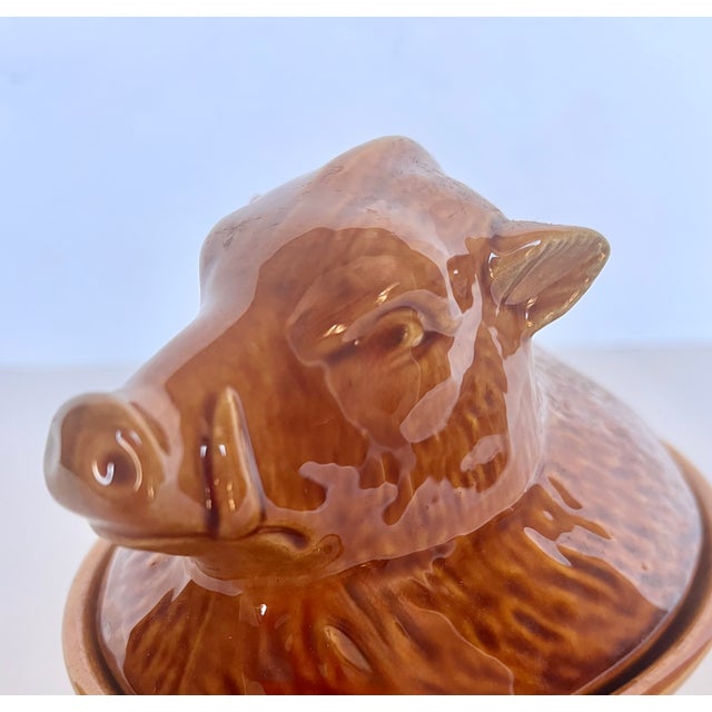 Mid 20th Century Geo French Faience Brown Ceramic Boar Terrine For Sale In Dallas - Image 6 of 18