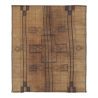Vintage Moroccan Tuareg Mat With Rhythmic Tribal Geometry - Rug & Kilim For Sale