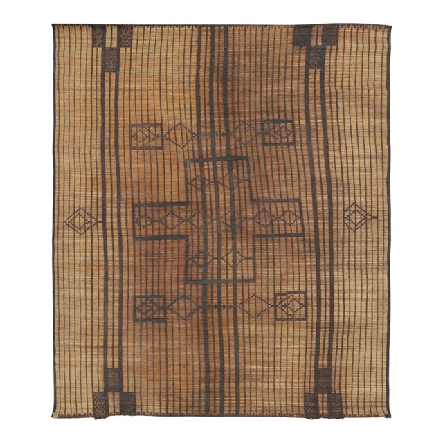 Vintage Moroccan Tuareg Mat With Rhythmic Tribal Geometry - Rug & Kilim For Sale