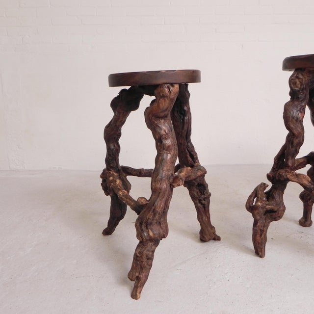 Brown Vintage Bar Stools from Vines, 1960s, Set of 3 For Sale - Image 8 of 18