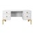 Matthew Izzo Home Cosby White Lacquer and Polished Brass Legs Desk With Acrylic and Brass Knobs For Sale In New York - Image 6 of 6