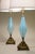 Hollywood Regency 1960s Large Barovier Toso Murano Italy Thick Aqua Swirl Art Glass Ornate Brass Table Lamps - a Pair For Sale - Image 3 of 11
