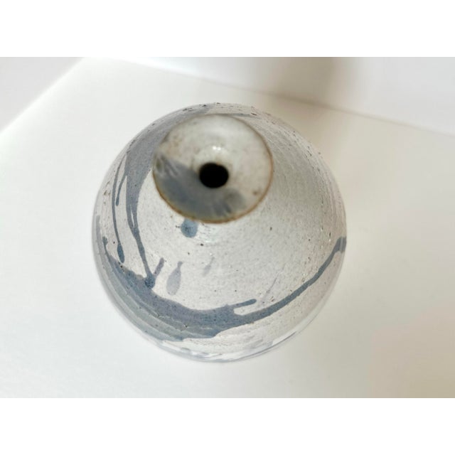 Mid 20th Century Tall Studio Pottery Vase With Painterly Blue Glaze For Sale In San Francisco - Image 6 of 6