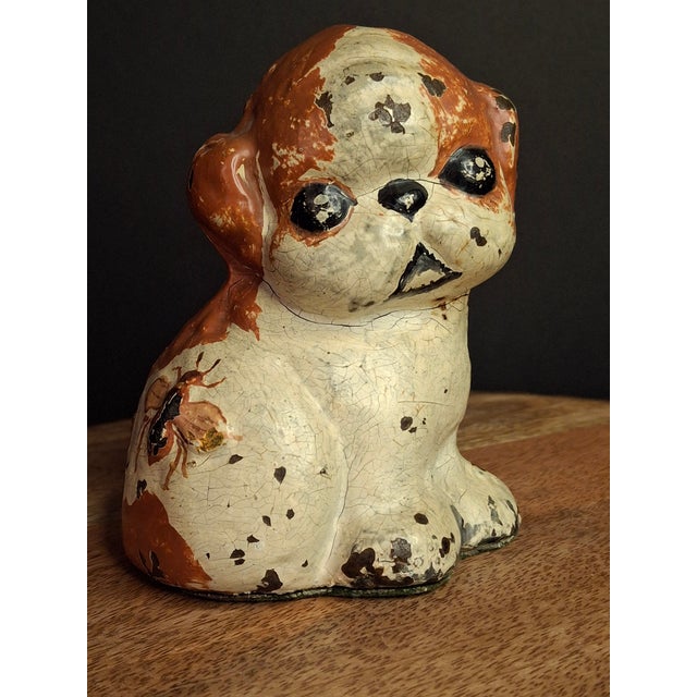 Metal Scarce Antique Hubley Cast Iron Puppo Doorstop Brown Color Variant Grace Drayton 1920s #75 For Sale - Image 7 of 17